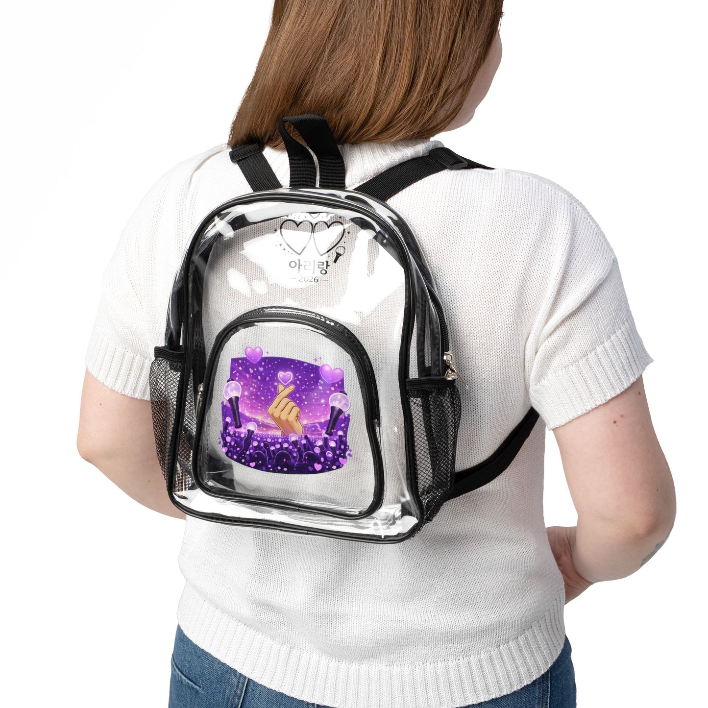 Purple YOU Heart Signal Clear Stadium Backpack - Concert Edition