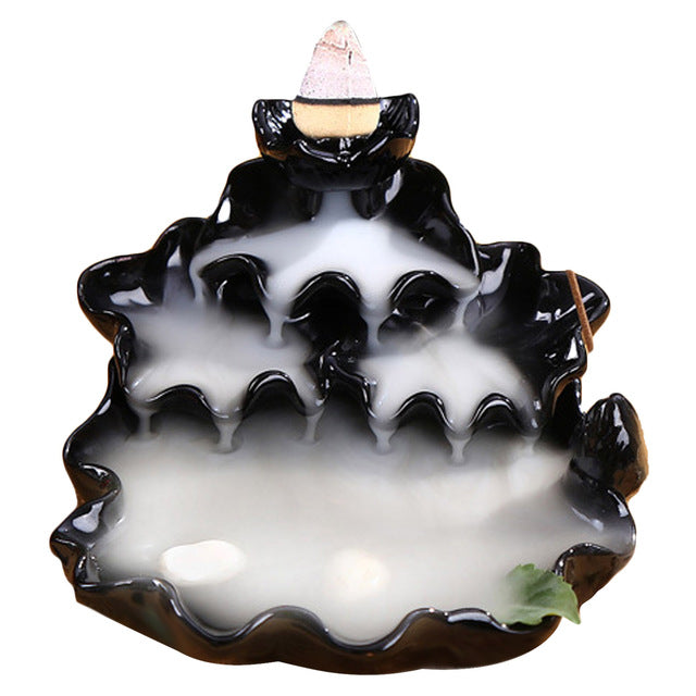 Waterfall Incense Burner – Ceramic Backflow Burner for Ritual Calm