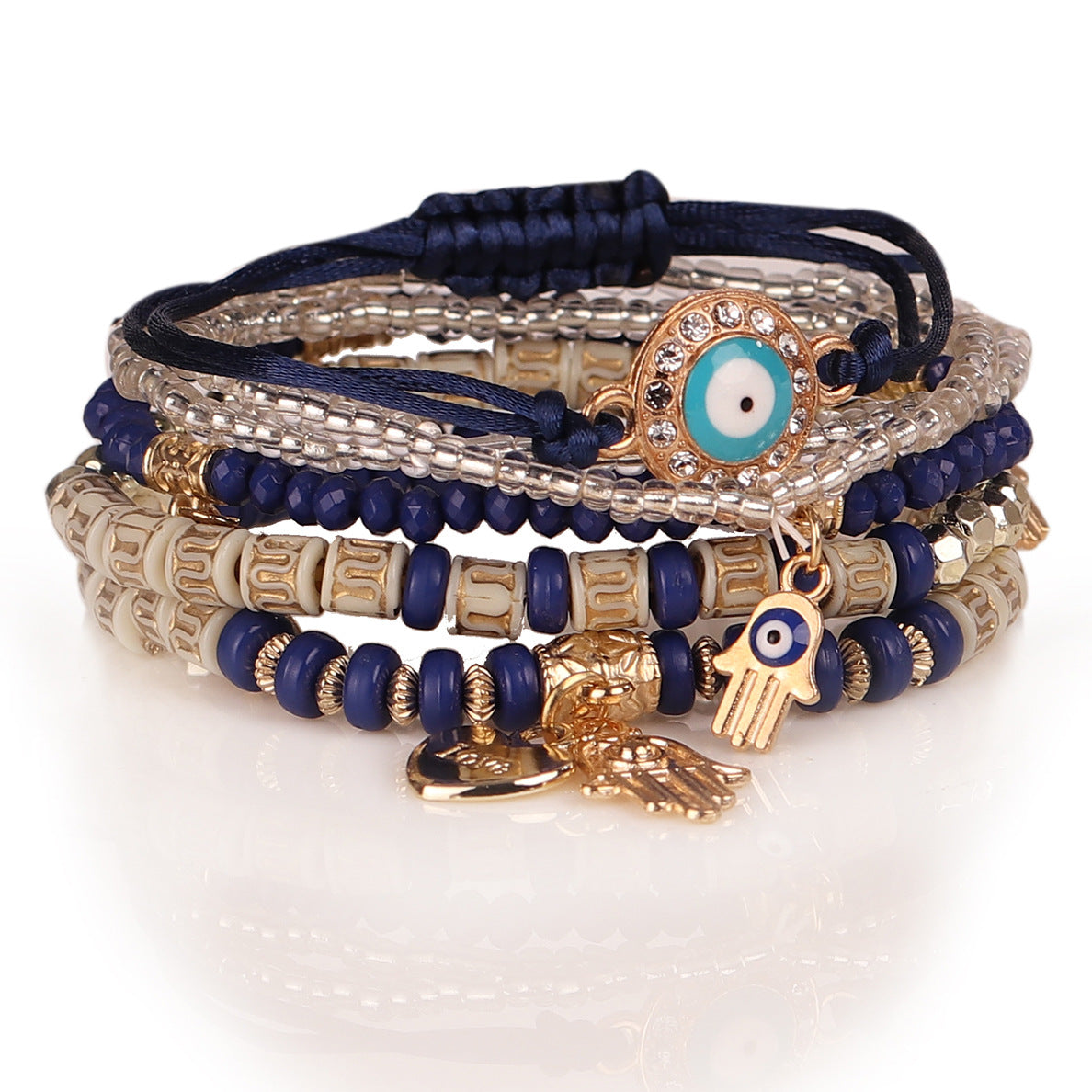 Evil Eye Protection Charm Bracelet Set – Boho Spiritual Jewelry