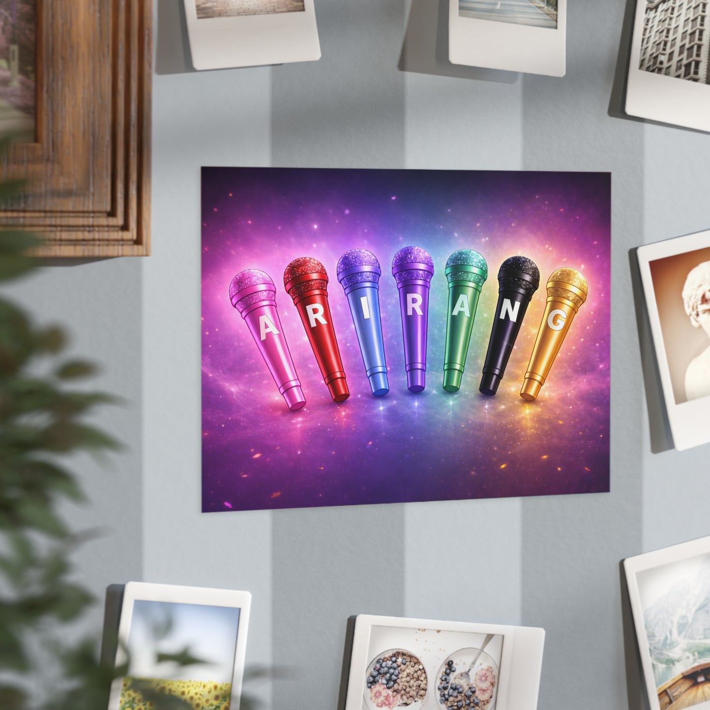 Karaoke Microphone Rainbow Print — Colorful Unframed Art for Singers & Music Lovers
