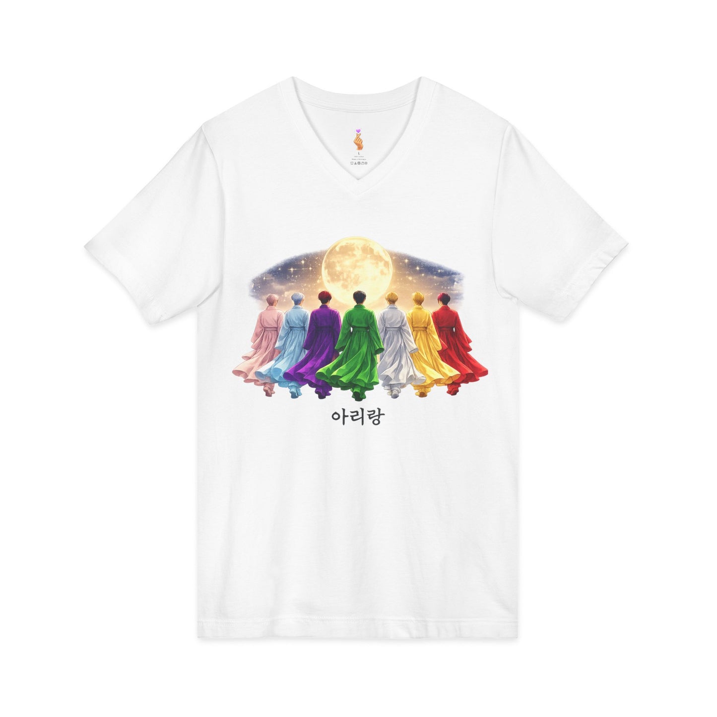 Meditative Rainbow Monks V-Neck Tee – Arirang Moon Meditation Shirt