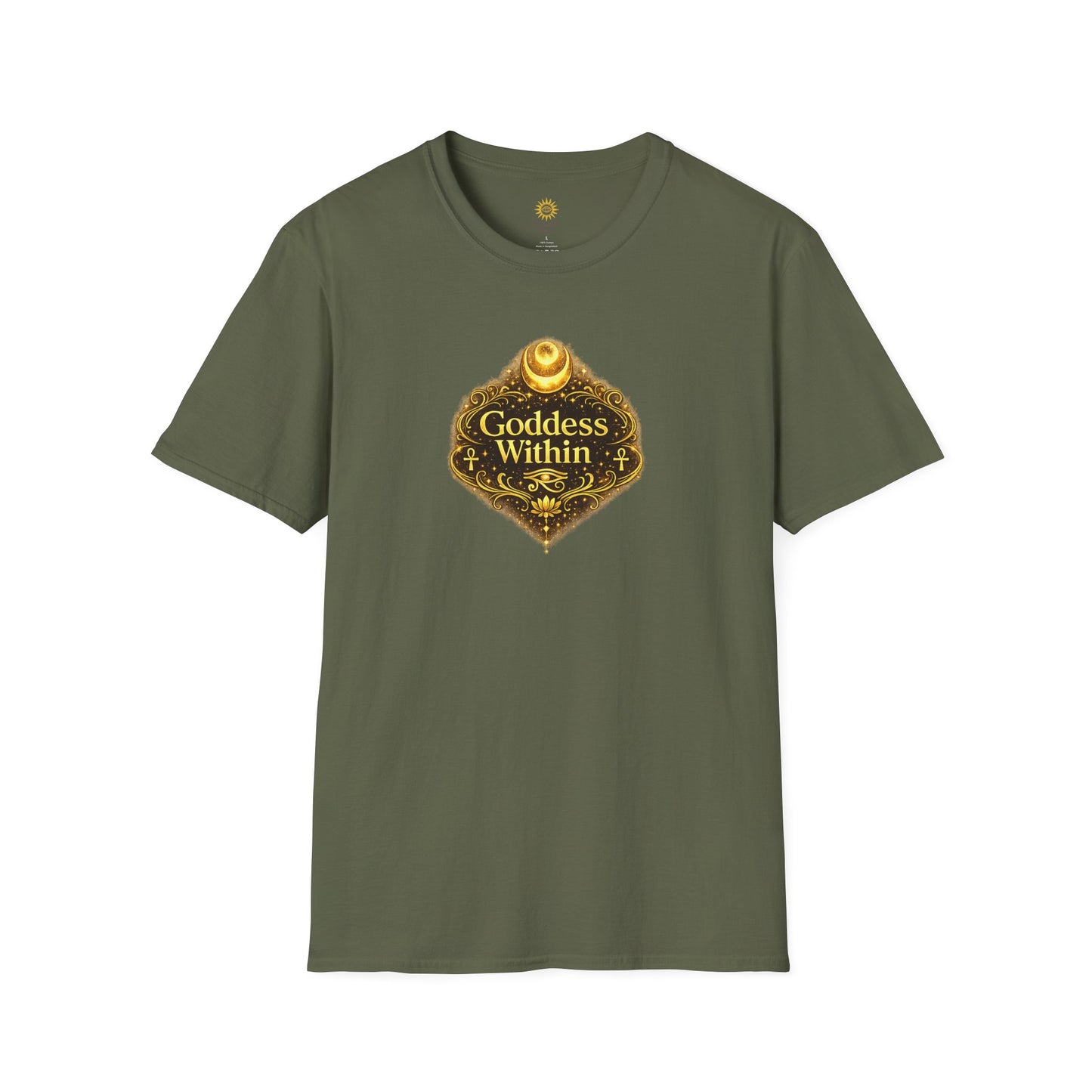 Goddess Within Tee - Gold Mystic Emblem Women's Spiritual T-Shirt