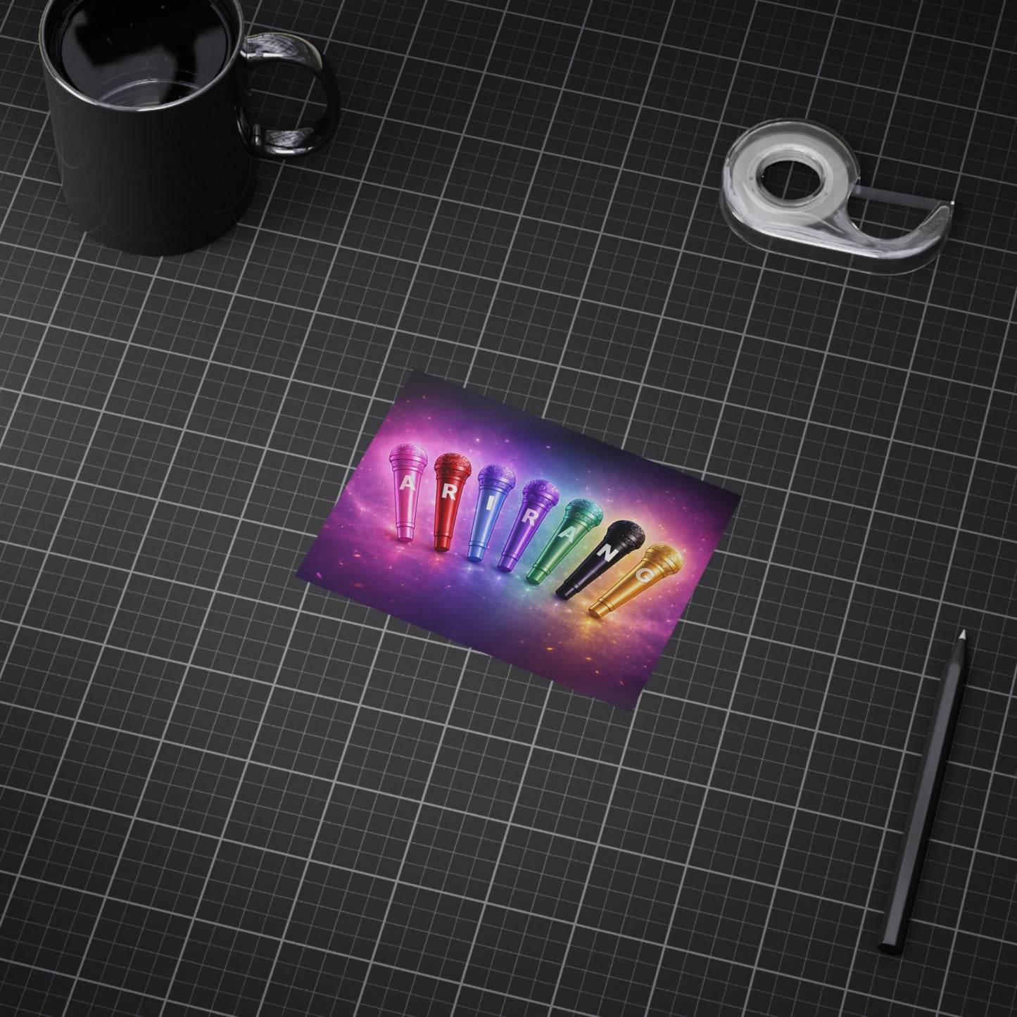 Karaoke Microphone Rainbow Print — Colorful Unframed Art for Singers & Music Lovers