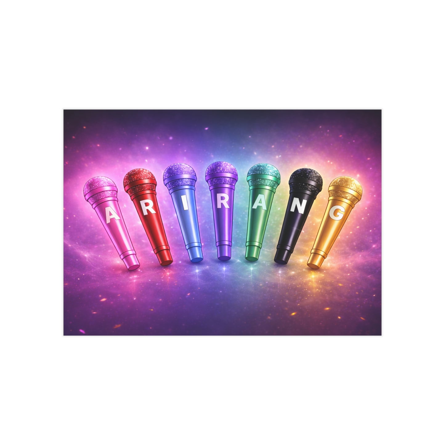 Karaoke Microphone Rainbow Print — Colorful Unframed Art for Singers & Music Lovers