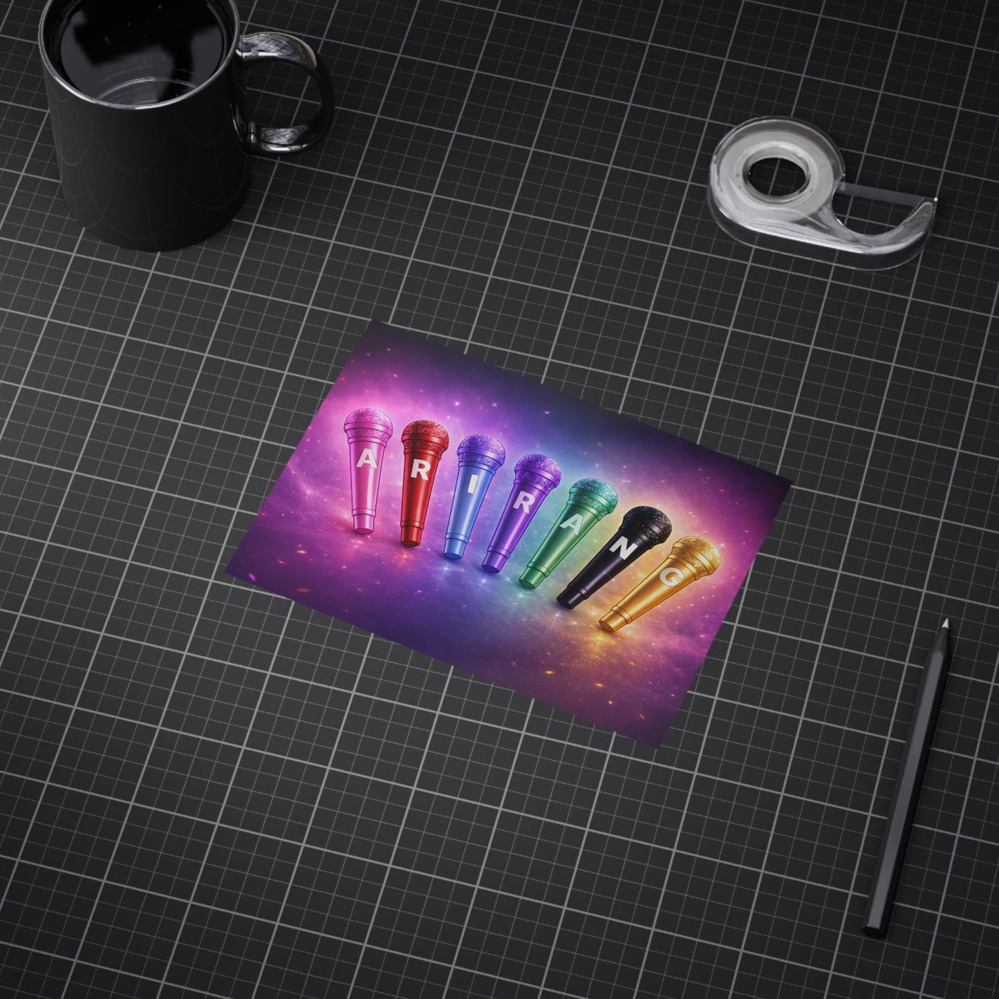 Karaoke Microphone Rainbow Print — Colorful Unframed Art for Singers & Music Lovers