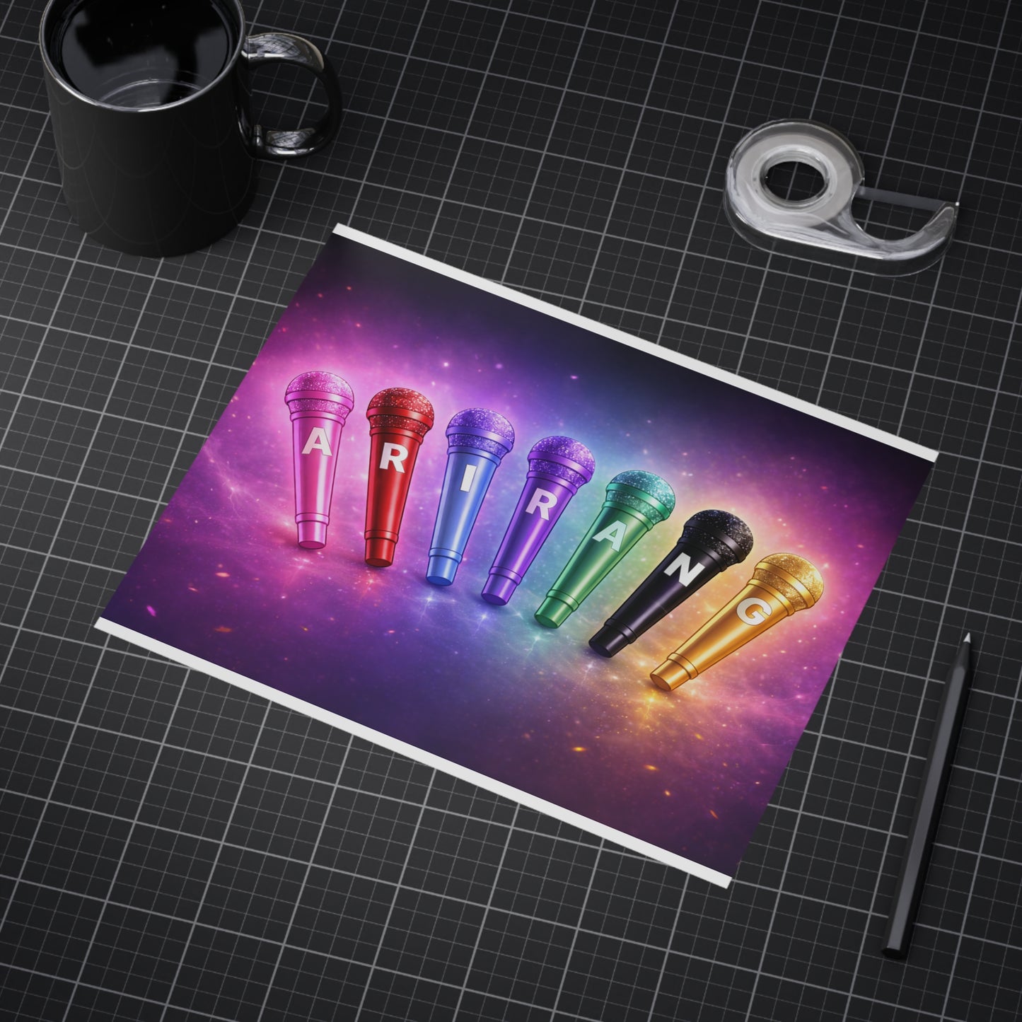 Karaoke Microphone Rainbow Print — Colorful Unframed Art for Singers & Music Lovers