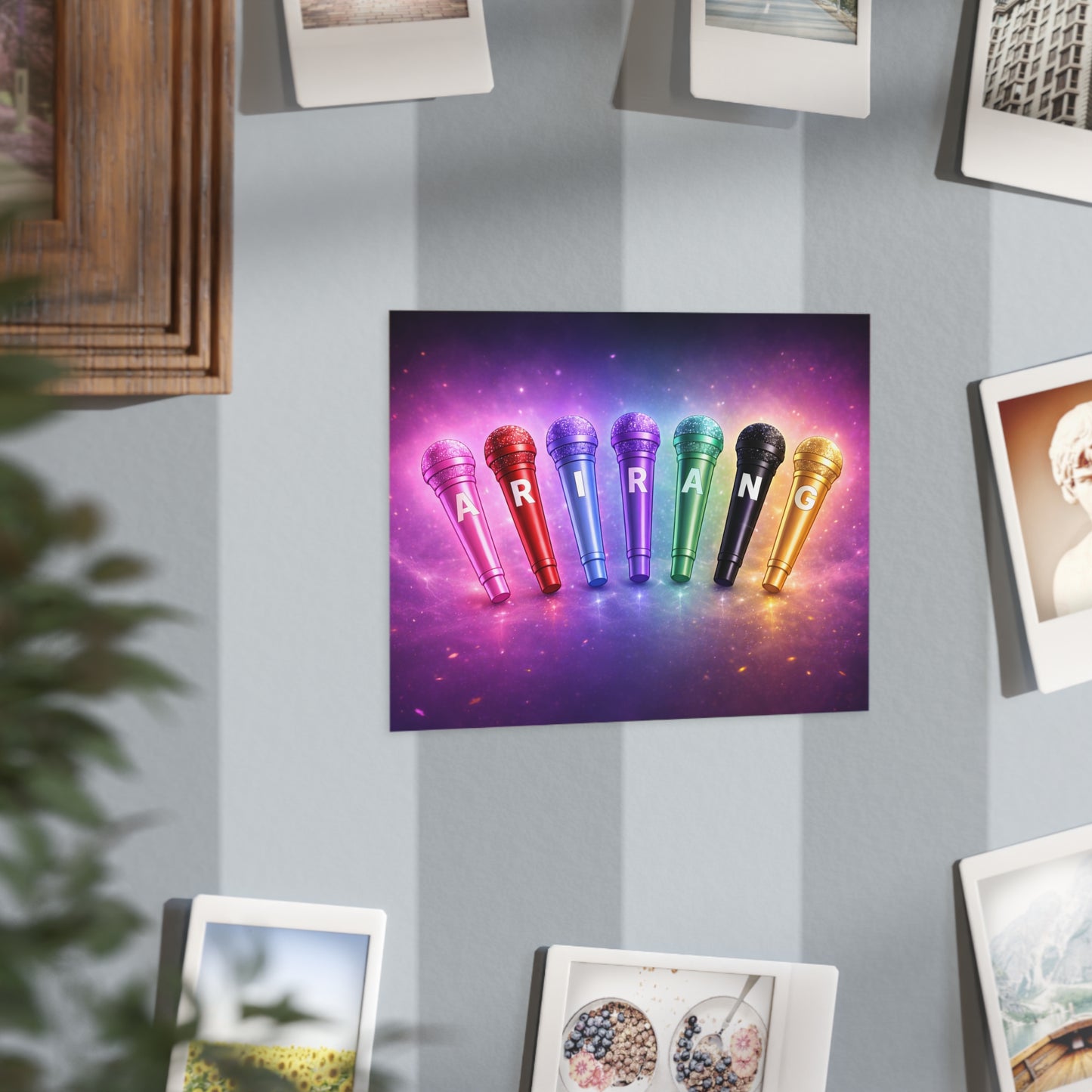 Karaoke Microphone Rainbow Print — Colorful Unframed Art for Singers & Music Lovers