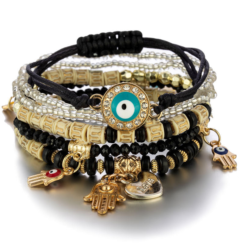 Evil Eye Protection Charm Bracelet Set – Boho Spiritual Jewelry