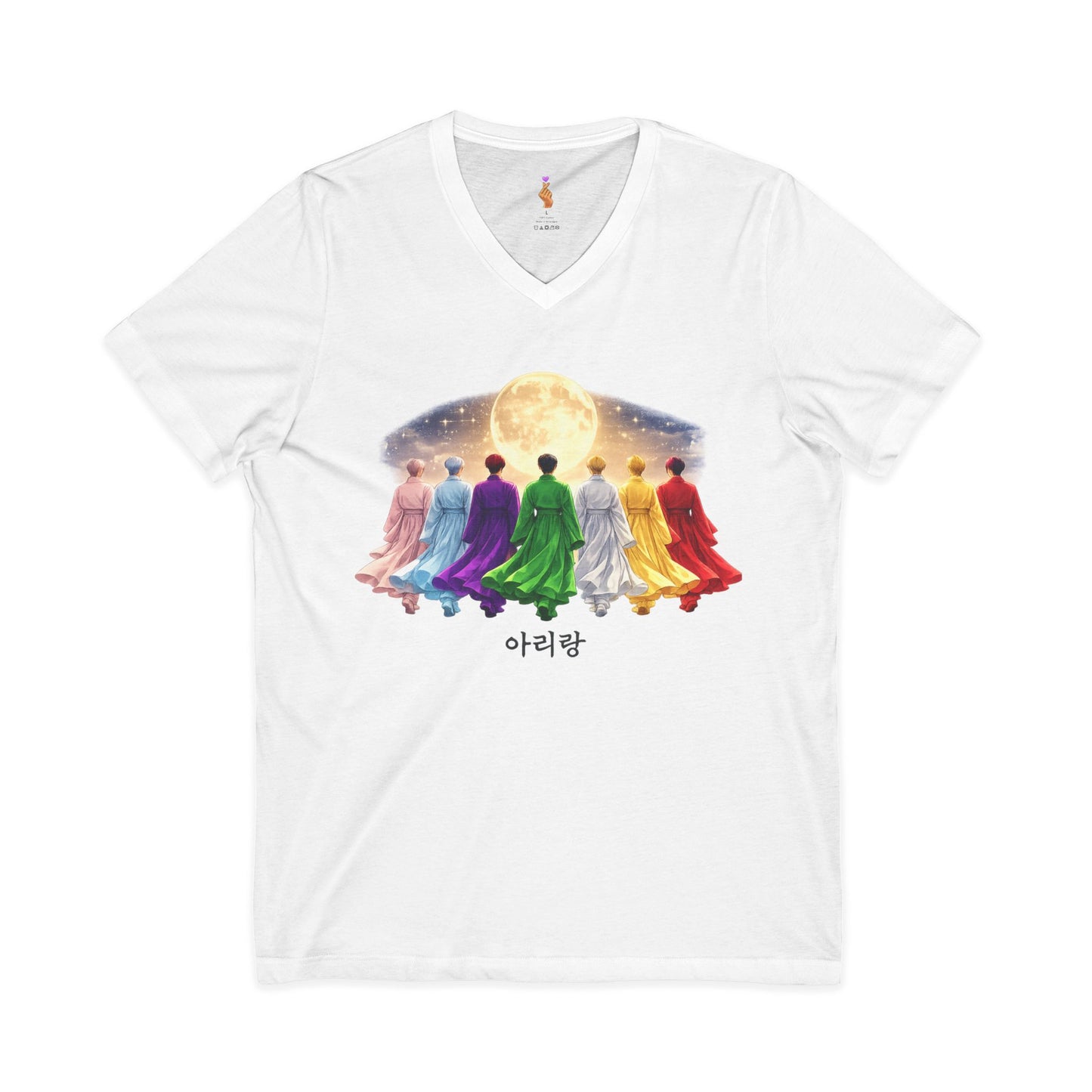 Meditative Rainbow Monks V-Neck Tee – Arirang Moon Meditation Shirt