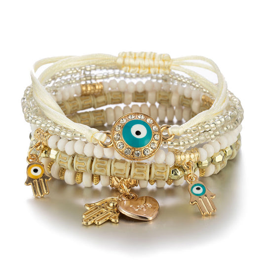 Evil Eye Protection Charm Bracelet Set – Boho Spiritual Jewelry