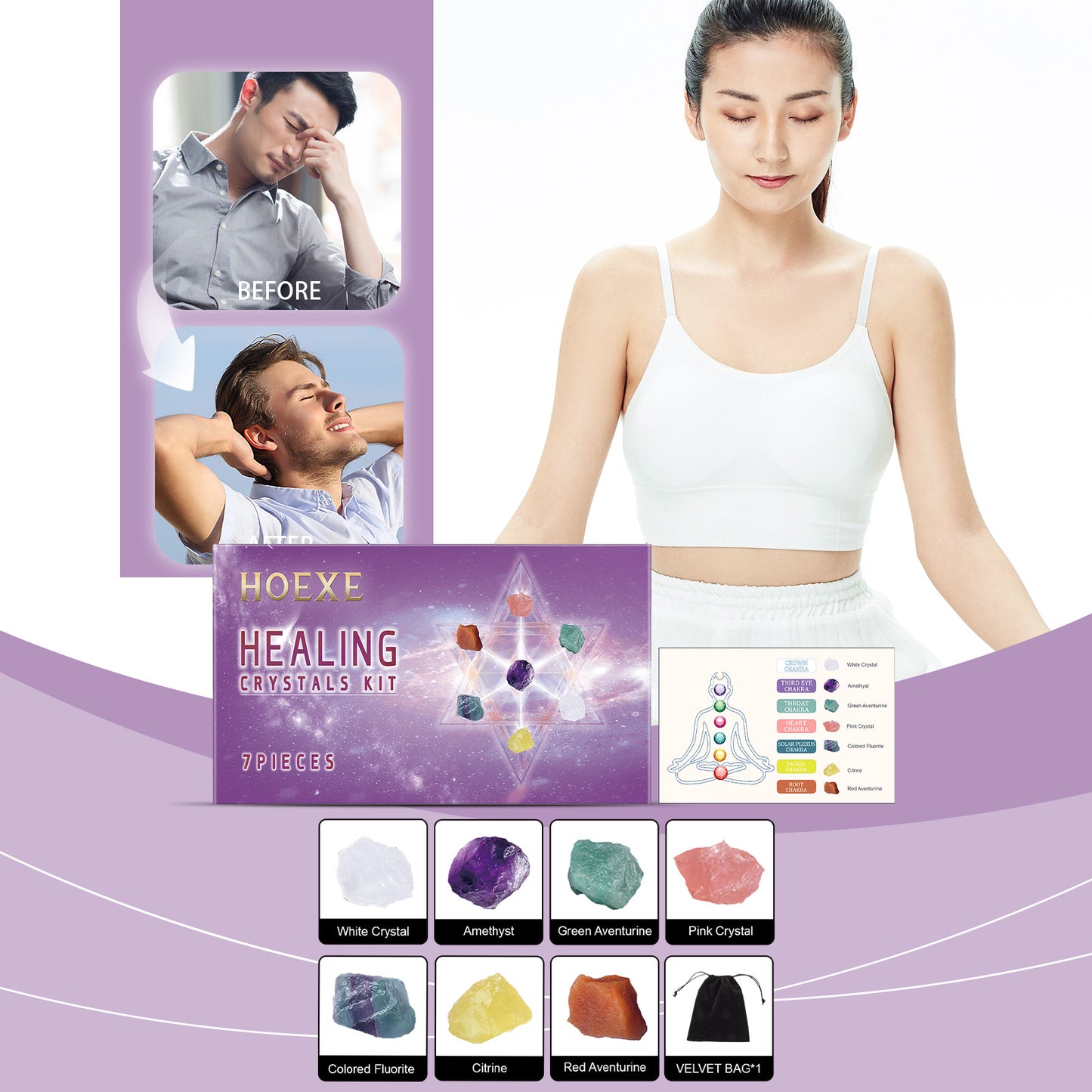 7 Chakra Crystal Healing Set – Energy Balance & Meditation Kit