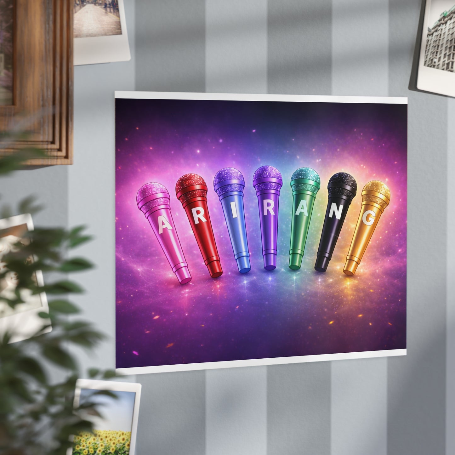 Karaoke Microphone Rainbow Print — Colorful Unframed Art for Singers & Music Lovers