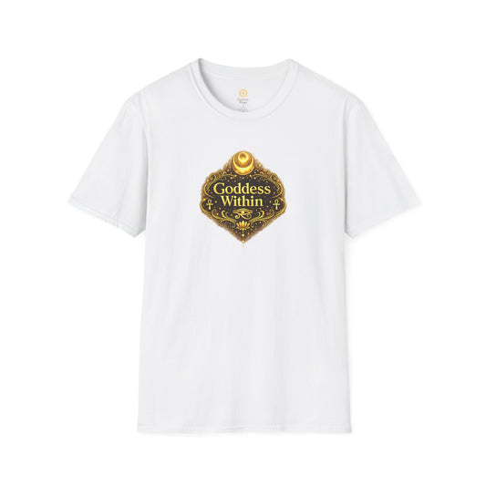 Goddess Within Tee - Gold Mystic Emblem Women's Spiritual T-Shirt