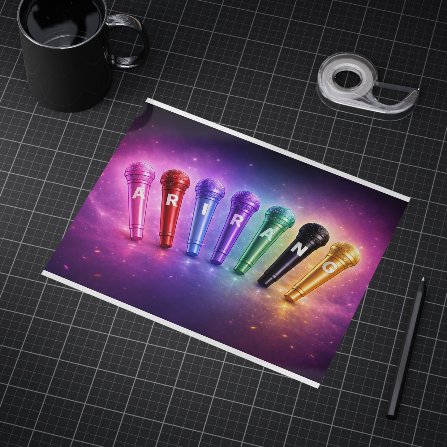 Karaoke Microphone Rainbow Print — Colorful Unframed Art for Singers & Music Lovers