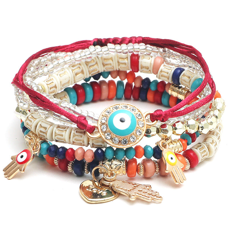 Evil Eye Protection Charm Bracelet Set – Boho Spiritual Jewelry