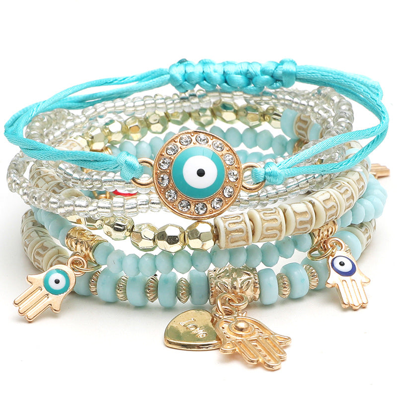 Evil Eye Protection Charm Bracelet Set – Boho Spiritual Jewelry