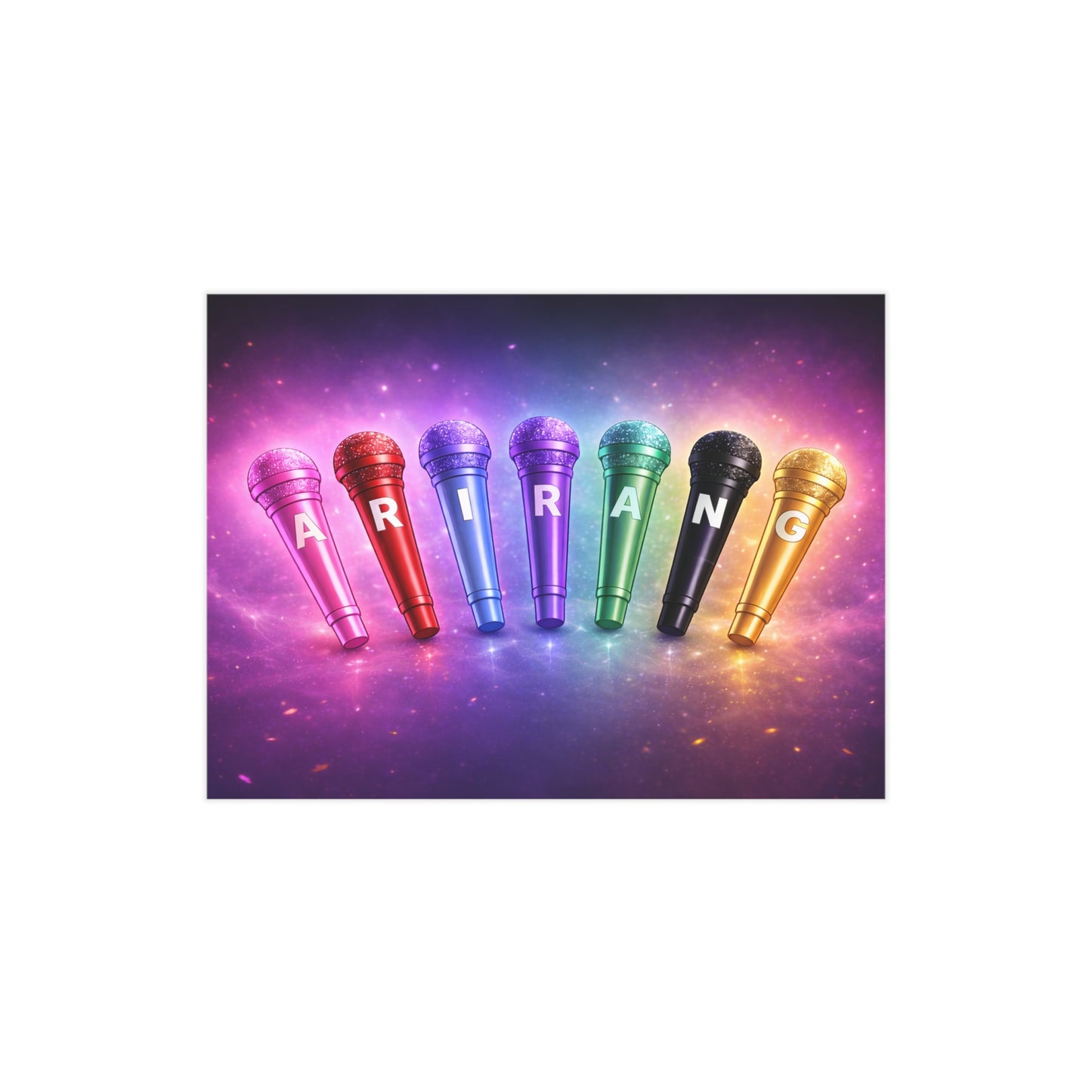 Karaoke Microphone Rainbow Print — Colorful Unframed Art for Singers & Music Lovers
