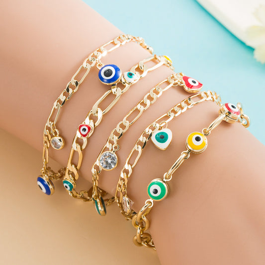 Evil Eye Protection Bracelet – Gold Charm Spiritual Jewelry