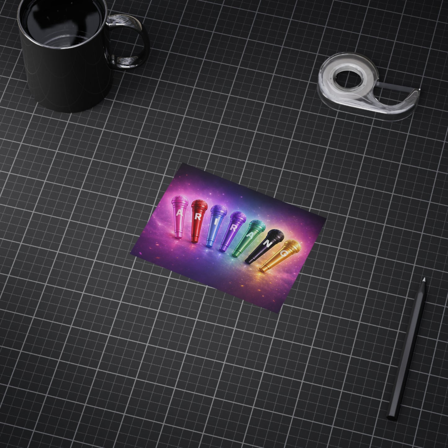 Karaoke Microphone Rainbow Print — Colorful Unframed Art for Singers & Music Lovers