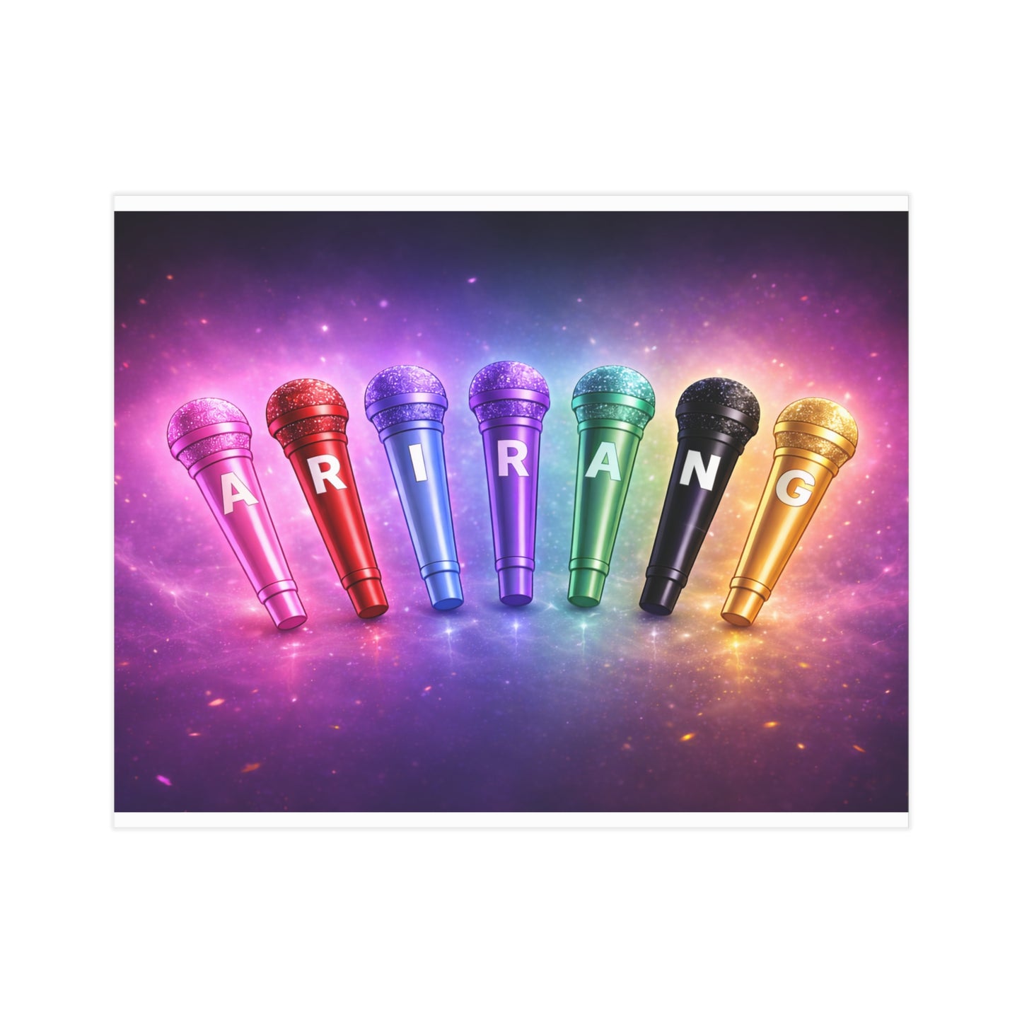 Karaoke Microphone Rainbow Print — Colorful Unframed Art for Singers & Music Lovers