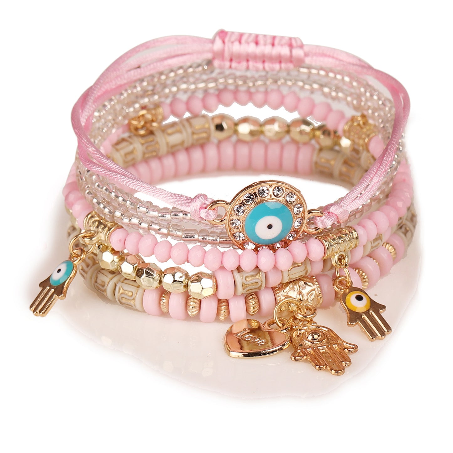 Evil Eye Protection Charm Bracelet Set – Boho Spiritual Jewelry