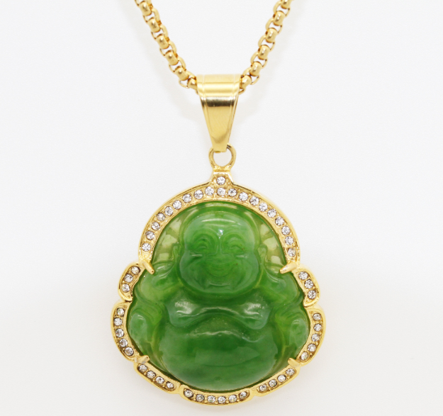 Serenity Buddha Pendant Necklace – Green Buddha Spiritual Adornment