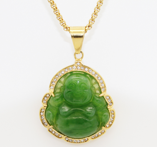 Serenity Buddha Pendant Necklace – Green Buddha Spiritual Adornment