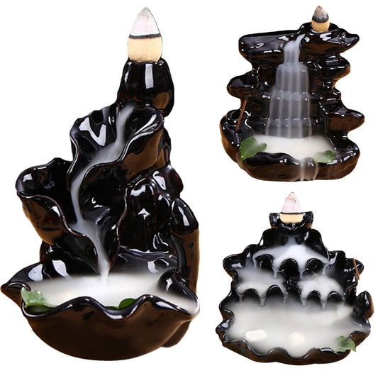 Waterfall Incense Burner – Ceramic Backflow Burner for Ritual Calm