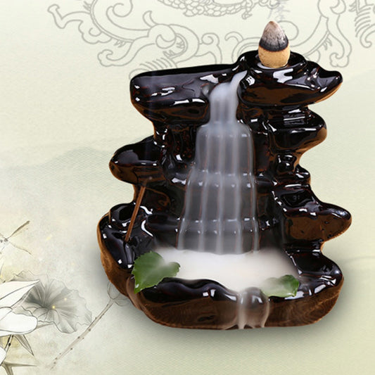 Waterfall Incense Burner – Ceramic Backflow Burner for Ritual Calm
